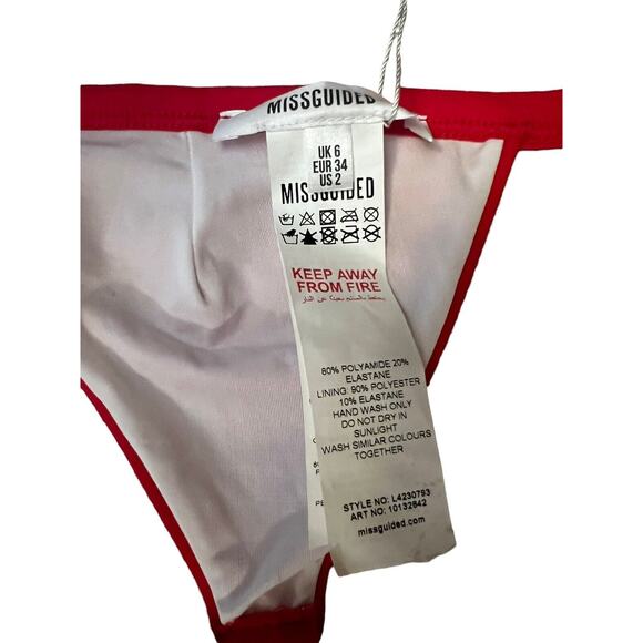 Missguided Bikini Top Red Size 2 NWT - Picture 10 of 12